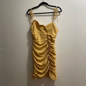 Yellow Ruched Women's Dress